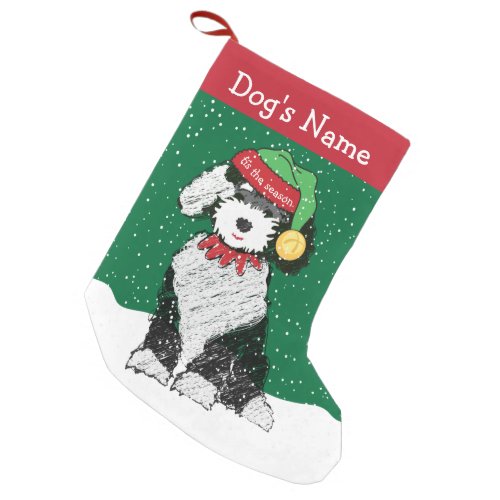 Personalized Christmas Sheepadoodle Elf Small Christmas Stocking