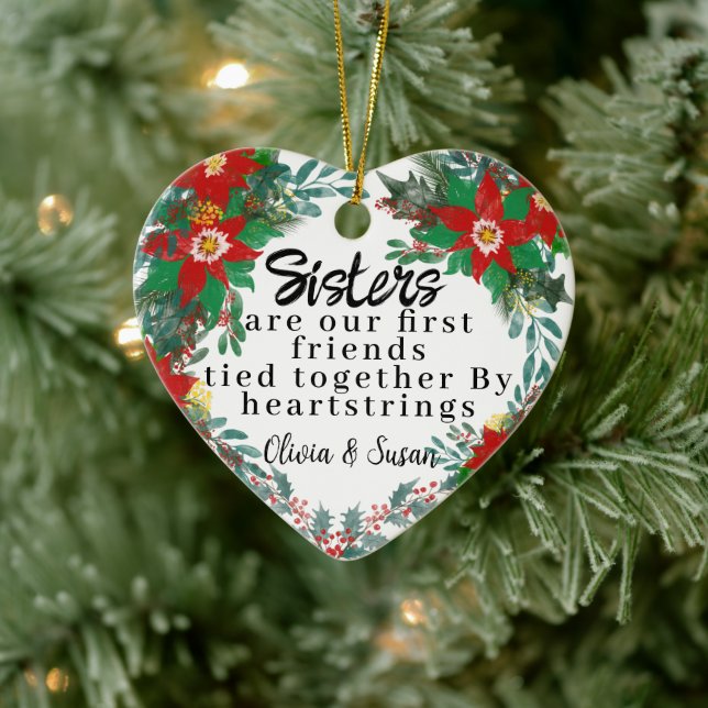 Personalized Christmas Sisters Gift for Sister Ceramic Ornament (Tree)