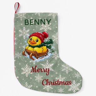 Personalized Christmas Sled Rubber Duck Small Christmas Stocking