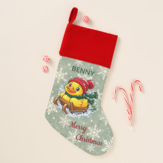 Personalized Christmas Sled Rubber Duck Stocking