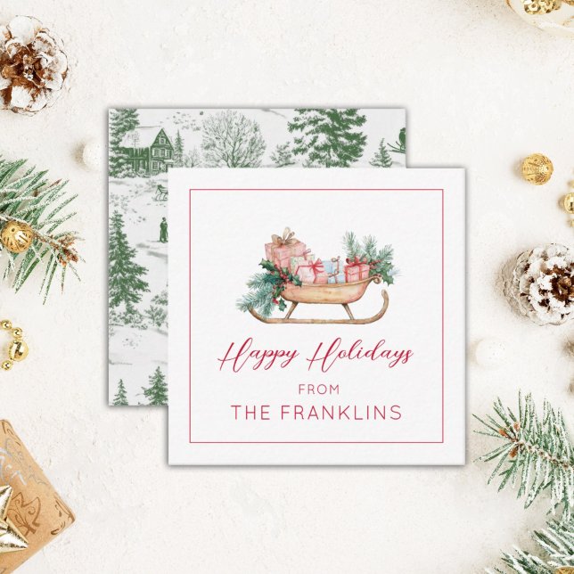 Personalized Christmas Sleigh Gift Enclosure Note Card (Creator Uploaded)