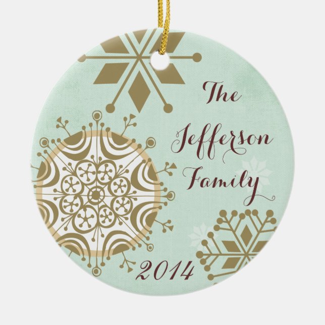 Personalized Christmas Snowflake Family Ornament (Front)