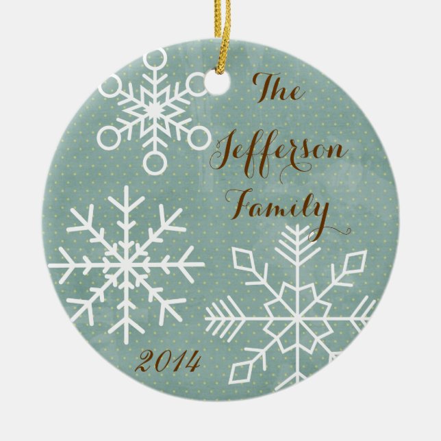 Personalized Christmas Snowflake Family Ornament (Front)