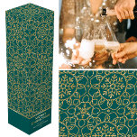 Personalized Christmas Snowflake Green Gold Gift  Wine Box<br><div class="desc">Add the wow factor to your bottle of wine or Champagne with a personalized gift box! This elegant winter-themed design features the words 'Merry Christmas' and can be personalized with the recipient's name or a family name and the holiday year. A stylish all-over pattern adorned with interconnected flower shapes, heart-shaped...</div>