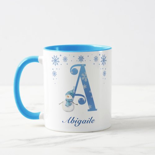 Personalized Christmas Snowflake Monogram A Mug