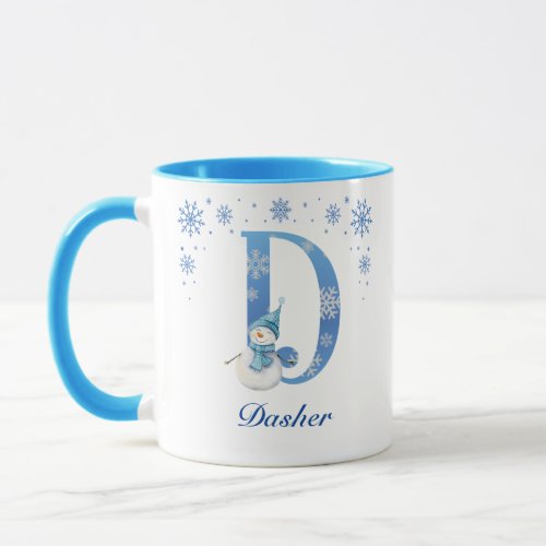 Personalized Christmas Snowflake Monogram D Mug