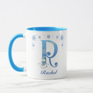 Personalized Christmas Snowflakes Monogram R Mug