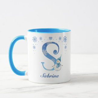 Personalized Christmas Snowflakes Monogram S Mug