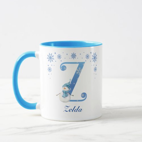 Personalized Christmas Snowflakes Monogram Z Mug