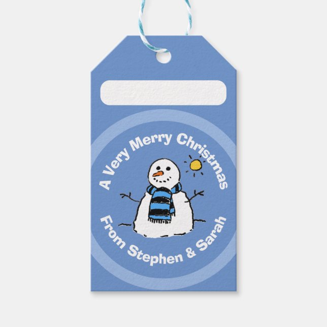 Personalized Christmas Snowman Gift Tags (Front)