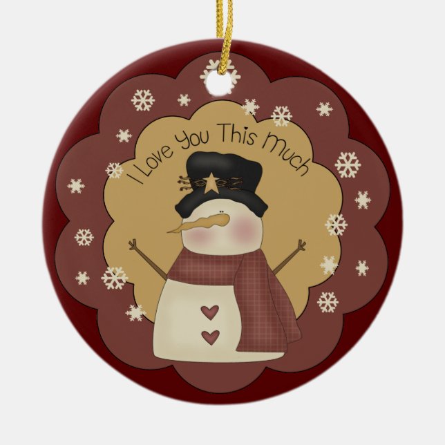 Personalized Christmas Snowman Love Ornament (Front)