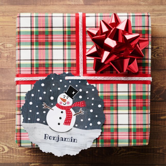 Personalized Christmas Snowman Ornament Card (Insitu (Gift))
