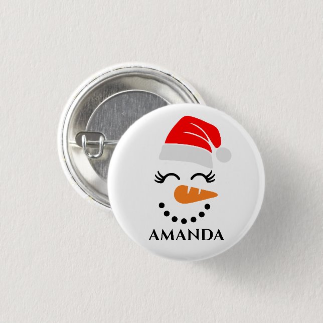 Personalized christmas snowman with custom name   button (Front & Back)