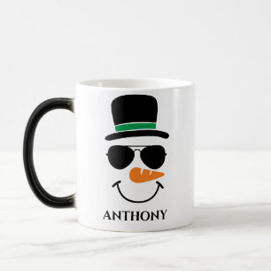 Personalized christmas snowman with custom name color morph mug