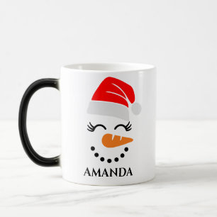Personalized christmas snowman with custom name color morph mug