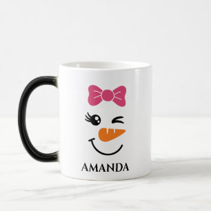 Personalized christmas snowman with custom name color morph mug