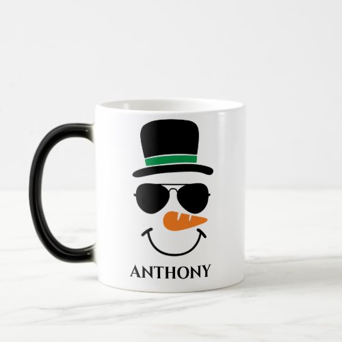 Personalized christmas snowman with custom name magic mug