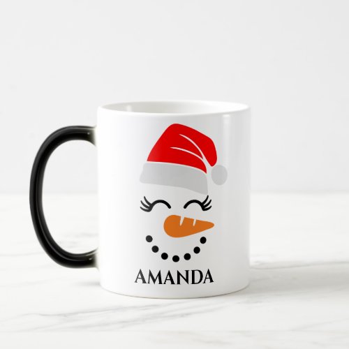 Personalized christmas snowman with custom name magic mug