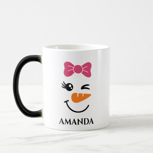 Personalized christmas snowman with custom name magic mug