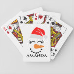 Personalized christmas snowman with custom name  playing cards<br><div class="desc">Personalized christmas snowman with custom name  Playing Cards.</div>