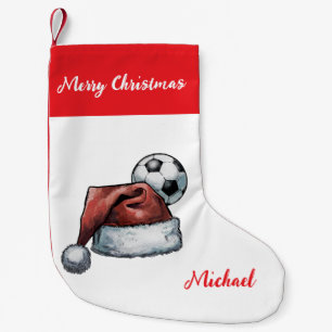 Personalized Christmas Soccer Ball with hat santa  Small Christmas Stocking