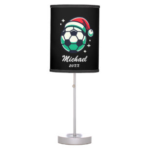 Personalized Christmas Soccer Ball with Santa Hat Table Lamp