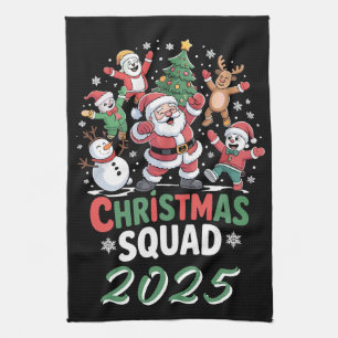 Personalized Christmas Squad 2025 Santa Family  Kitchen Towel