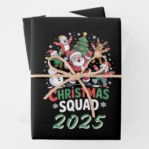 Personalized Christmas Squad 2025 Santa Family Wrapping Paper Sheets