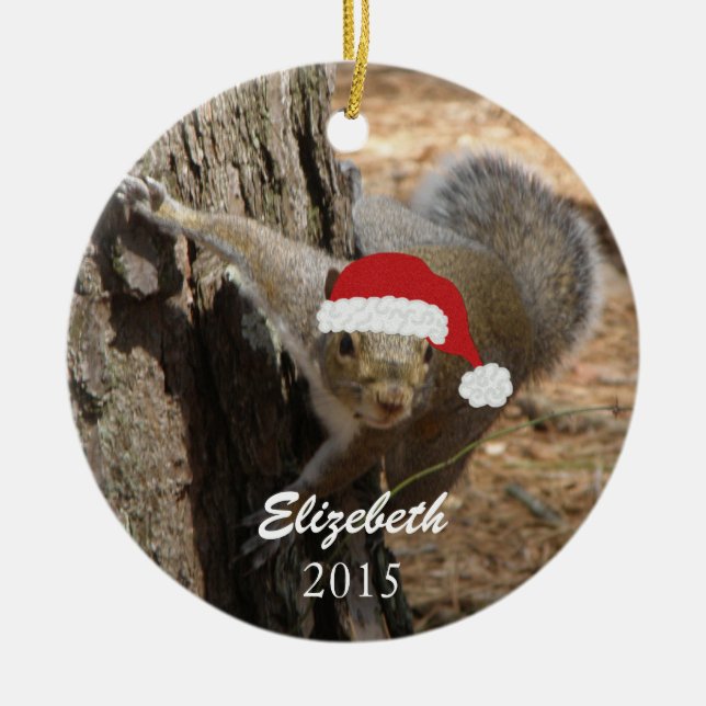 Personalized Christmas Squirrel Ornament (Front)