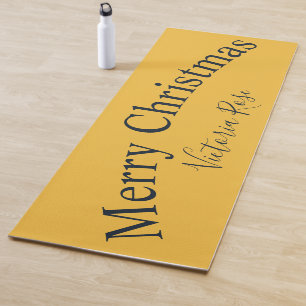 Personalized Christmas Starlight Gold Deep Indigo Yoga Mat