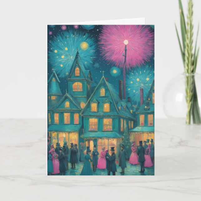 Personalized Christmas Starry Night Greeting Card (Front)