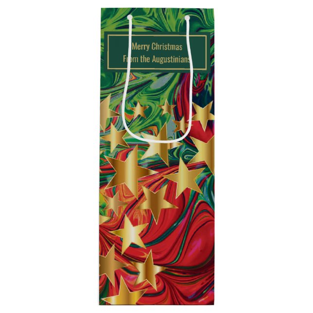 Personalized CHRISTMAS STARS Wine Gift Bag (Front)