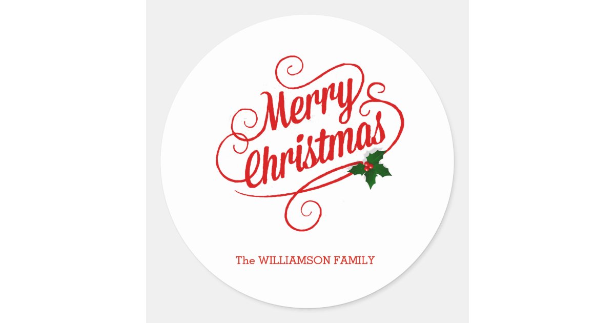 Christmas Envelope Sealer Classic Round Sticker, Zazzle