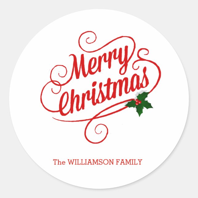 Personalized Christmas Sticker or Envelope Seal (Front)