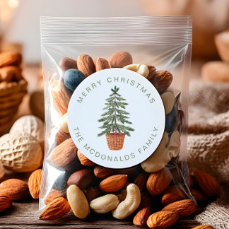 Personalized Christmas Stickers Minimalist Tree