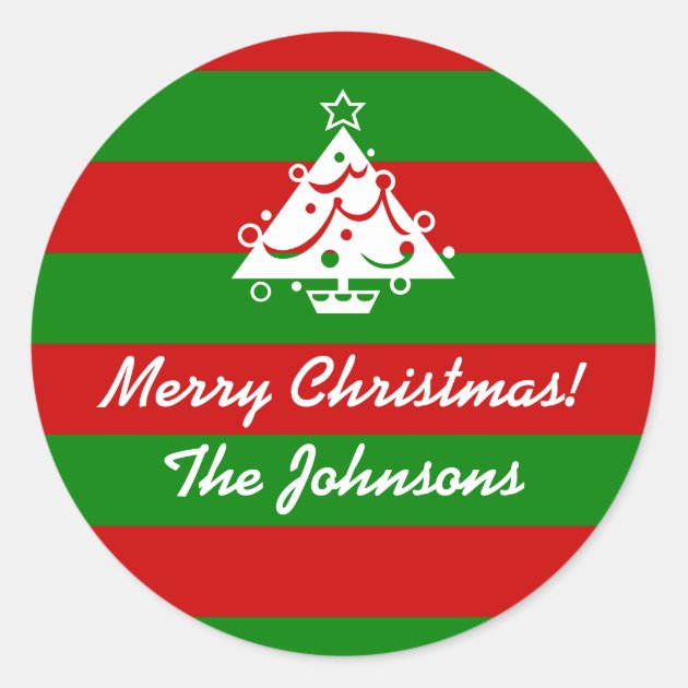 Personalised High Gloss Christmas Circle Stickers Envelope Seals Santa Designs 