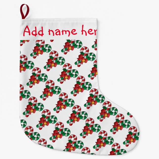 Personalized Christmas Stocking/Candy Canes Large Christmas Stocking (Front)