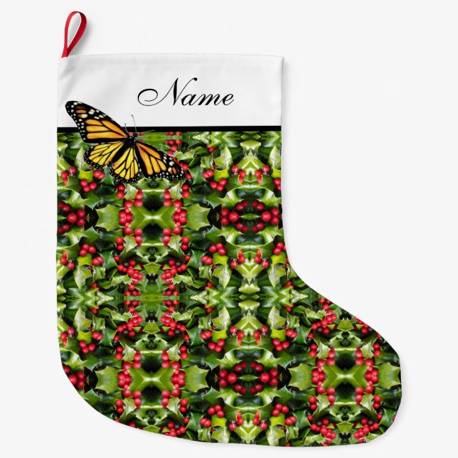 Personalized Christmas Stocking - Monarch/Holly (Front)