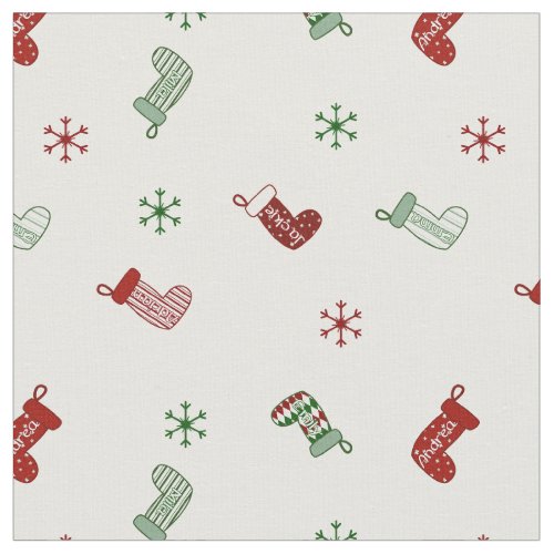Personalized Christmas Stocking Pattern Fabric