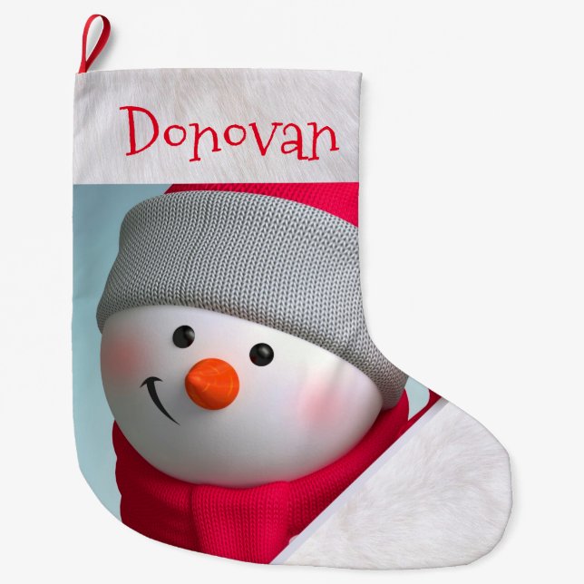 Personalized Christmas Stocking/Snowman Large Christmas Stocking (Front)