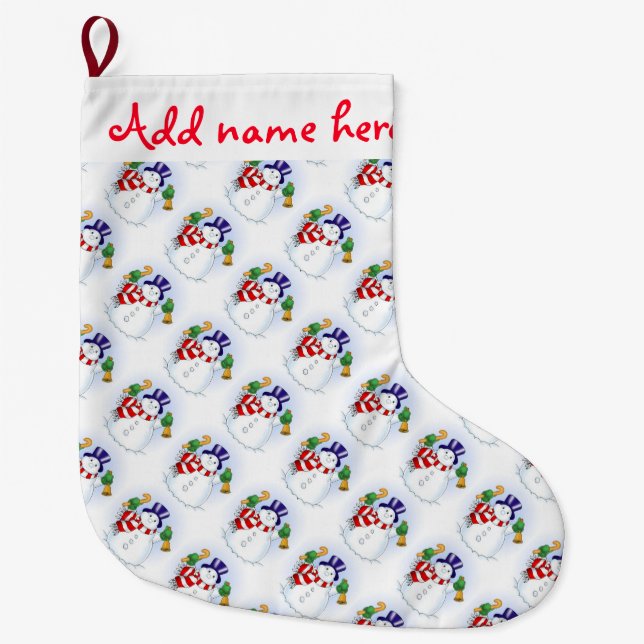 Personalized Christmas Stocking/Snowmen Large Christmas Stocking (Front)
