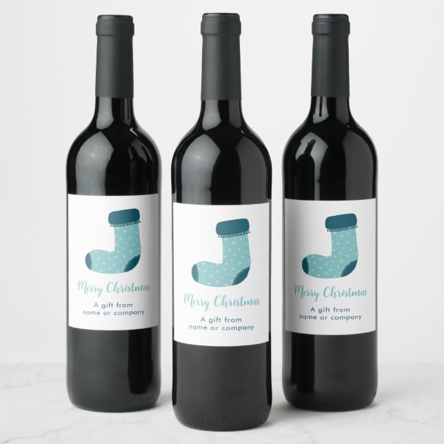 Personalized Christmas Stocking Wine Label (Bottles)