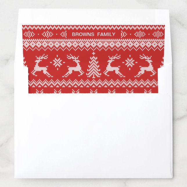Personalized Christmas Sweater Fair isle Pattern Envelope Liner (In Envelope)