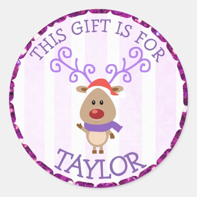 Personalized Christmas Tags Cute Reindeer (Front)