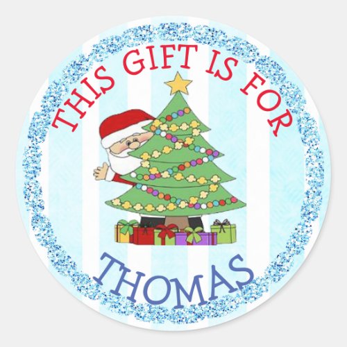 Personalized Christmas Tags Cute Santa and Tree