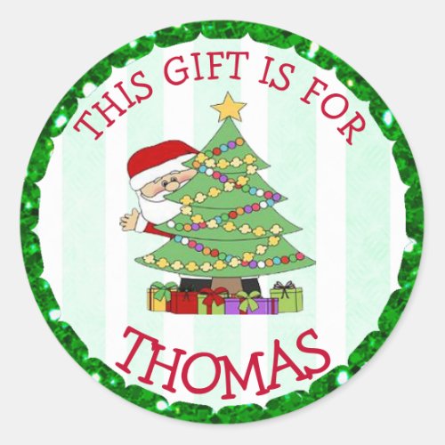 Personalized Christmas Tags Cute Santa and Tree