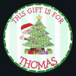 Personalized Christmas Tags Cute Santa and Tree<br><div class="desc">Santa Claus and Christmas Tree Cartoon Stickers,  just add your child's name onto the tags so he/she knows which gifts are his!</div>