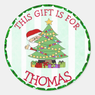 Personalized Christmas Tags Cute Santa and Tree