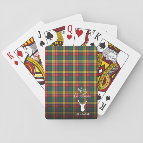 Personalized Christmas Tartan Clan Buchanan Plaid Poker Cards