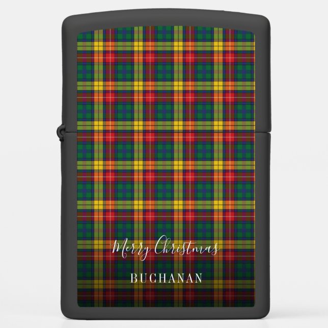 Personalized Christmas Tartan Clan Buchanan Zippo Lighter (Front)